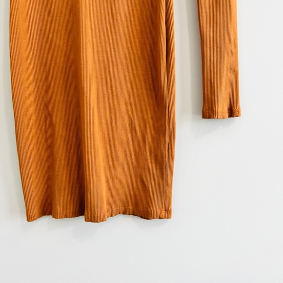 Go Beyond Basic Rust Brown Ribbed Snap Front Bodycon Mini Dress - Picture 8 of 8